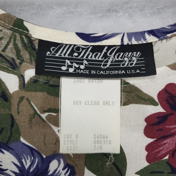 7/8 All That Jazz Midi Dress Plum Purple Floral Short Sleeve Vintage 80's 90's - Picture 6 of 14